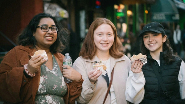 happy people eating food