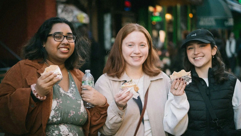 happy people eating food