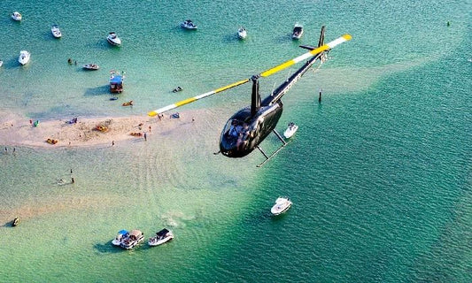 helicopter over water
