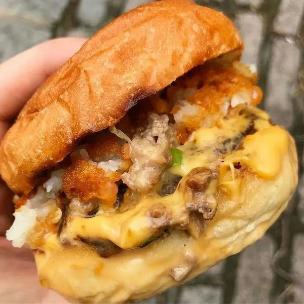 holding burger
