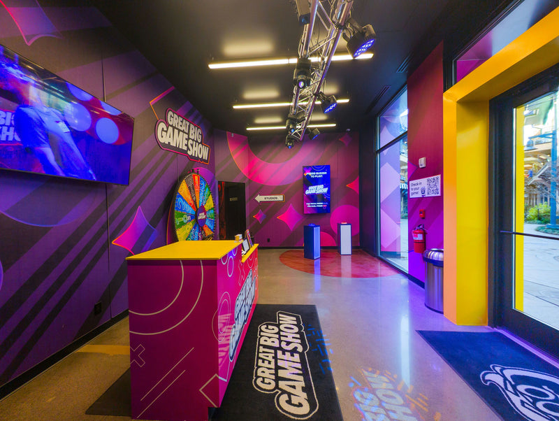 pink walled lobby Great Big Game Show