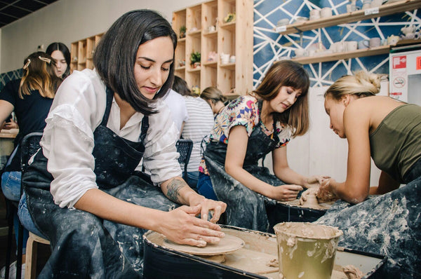making pottery as group