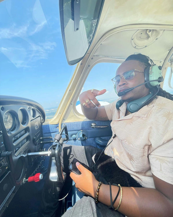 girl in front of plane