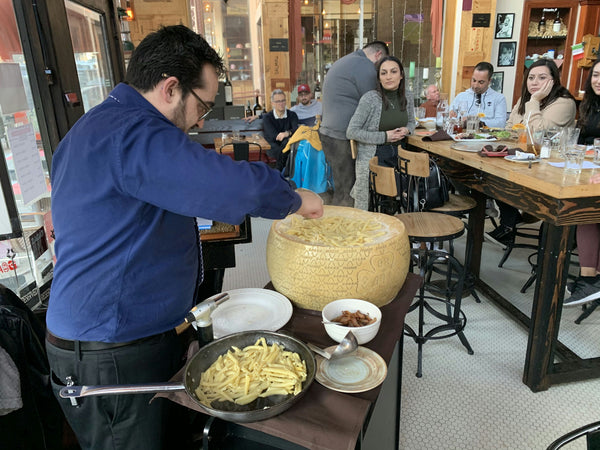 mixing pasta