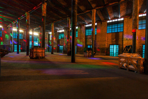 nighttime laser tag room