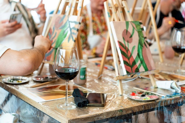 Painting with friends at bar