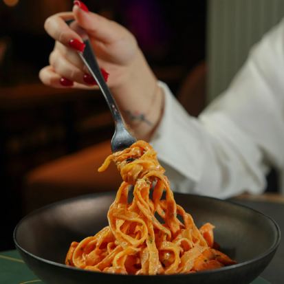 Couple with pasta