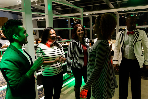 women getting photo taken on dinner cruise