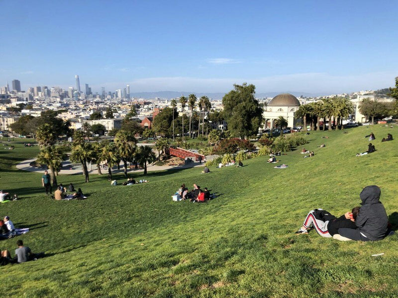 people hanging out on a hill