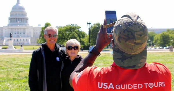 tour guide taking pictures