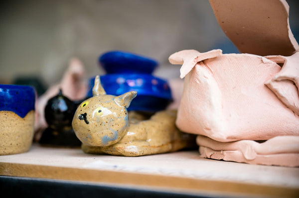 Rolling out pottery clay