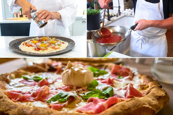 Pizza being cut 489