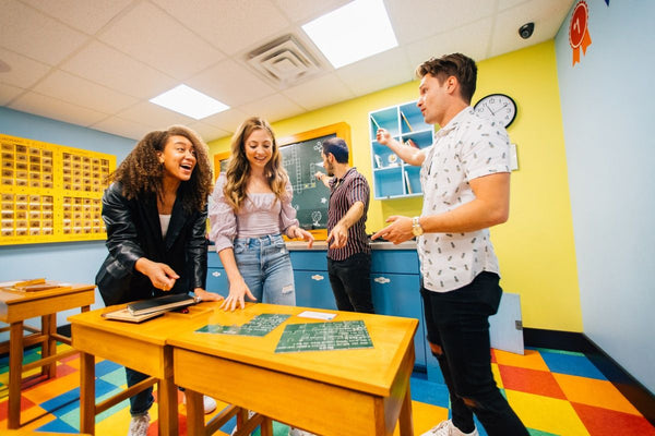 Peering outside from within the escape room