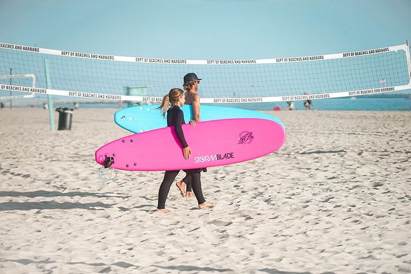 Private surf lessons couple