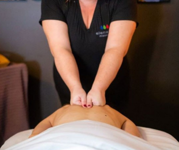 back massage with elements logo