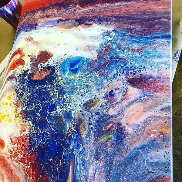 red marbled art