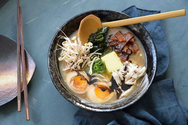 Ramen with toppings and ingredients