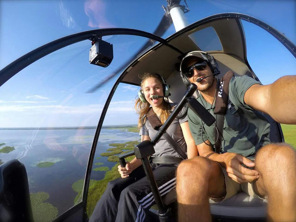selfie in helicopter