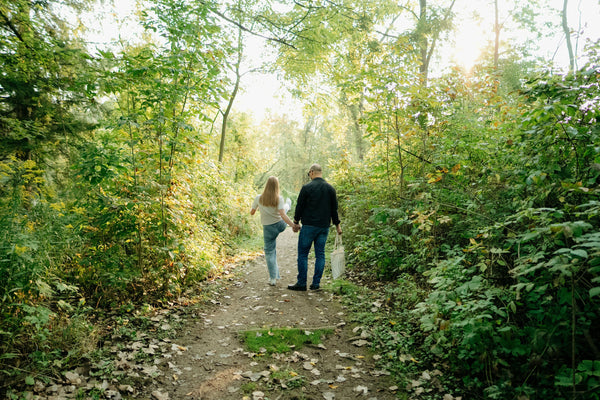 skipping in woods