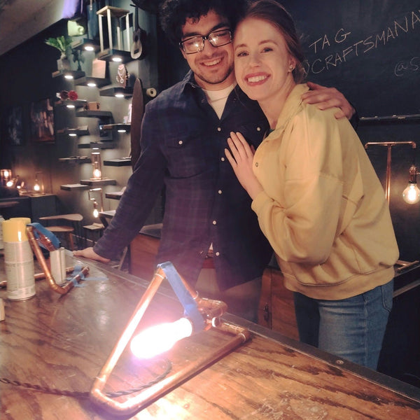smiling with finished lamp