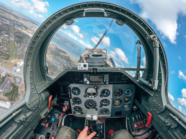 spinning min air inside of fighter jet
