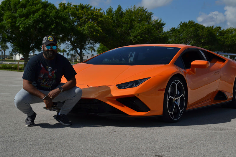 squatting with super car