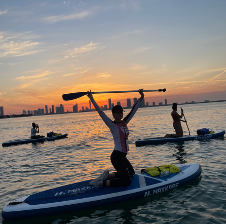 Paddeling at sunset