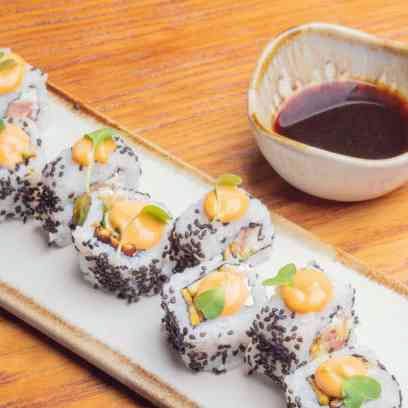 Sushi on platter