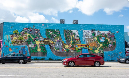 wall mural with golf cart