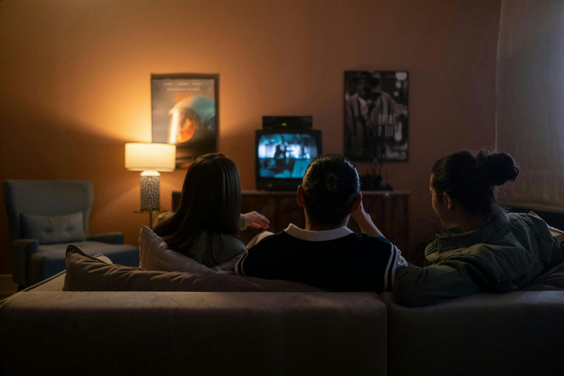 watching movie in living room