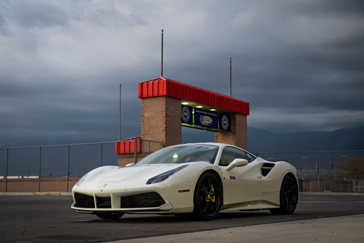 white-ferrari-on-stormy-day