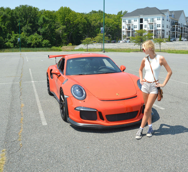 woman with orange car
