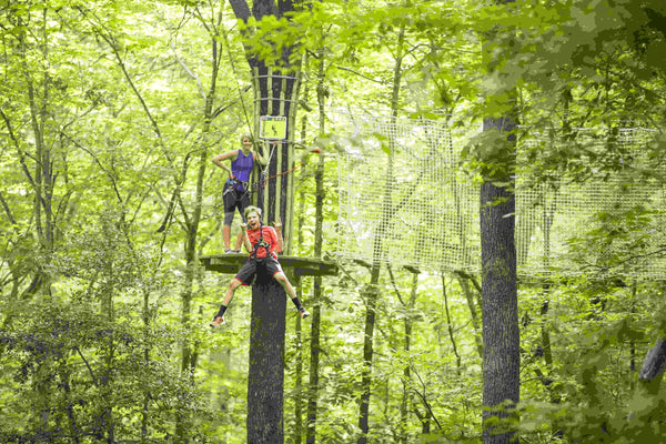 zip lining in the woods tree top adventure