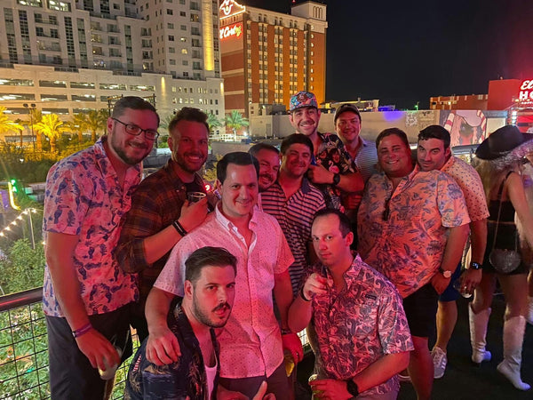 Group of guys together on Fremont street