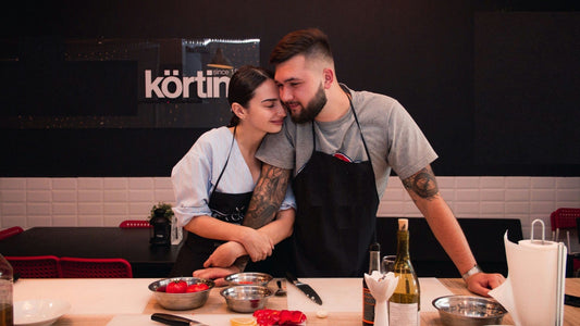 cute couple at cooking class