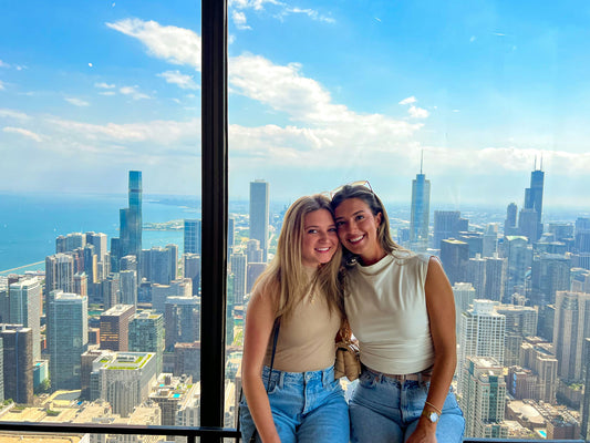 girls with view of chicago