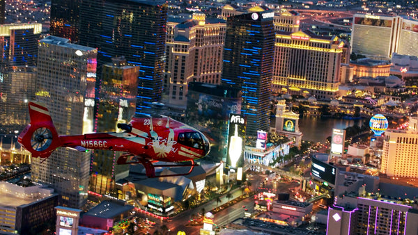 helicopter flying over vegas