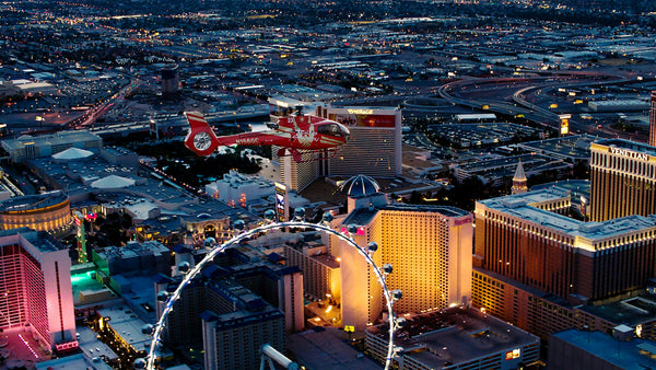 helicopter flying over vegas